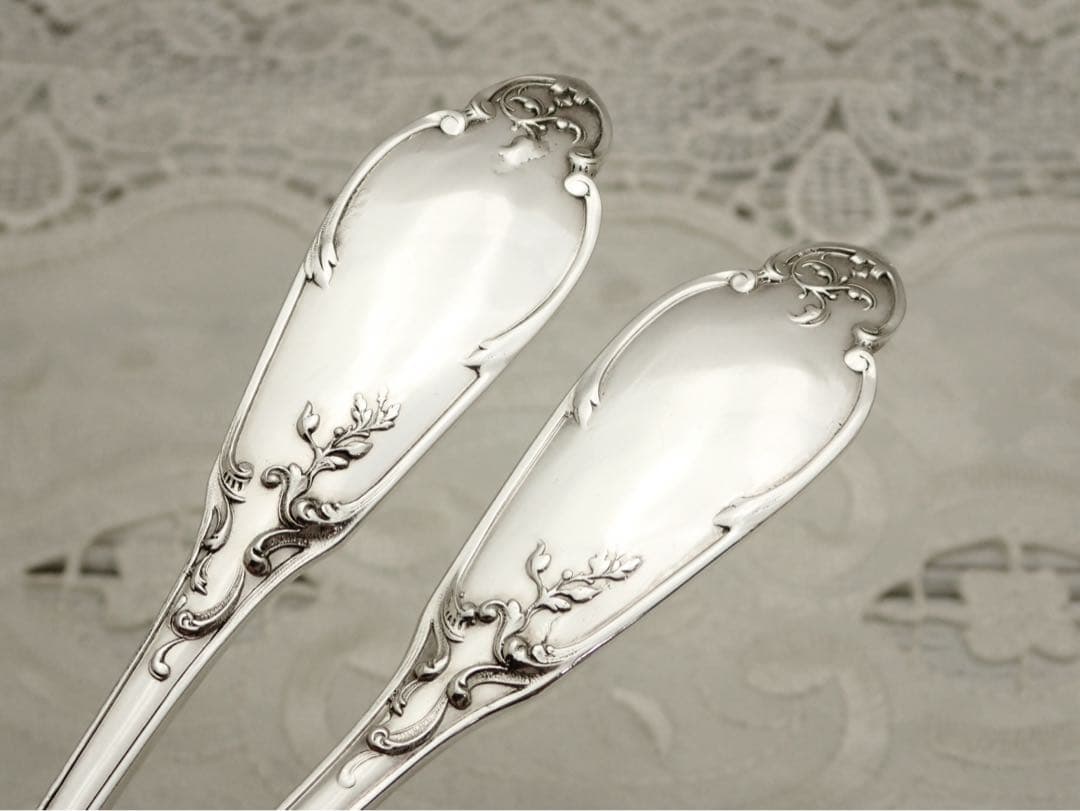 極上品 フランス アールヌーボー期 純銀無垢 スプーン&フォークセット ③