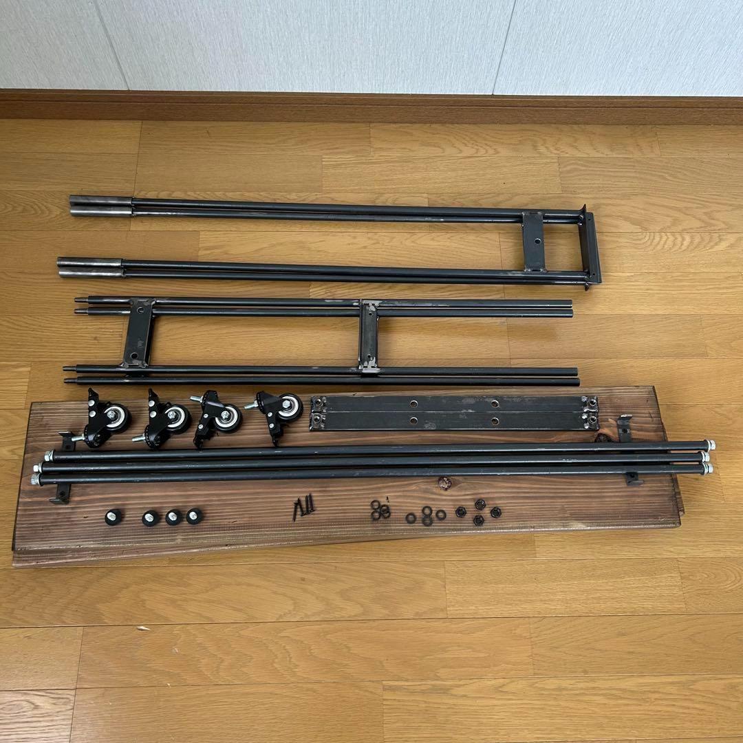 ハンガーラック　アンティーク風　ハンドメイド　2段棚　アイアン家具