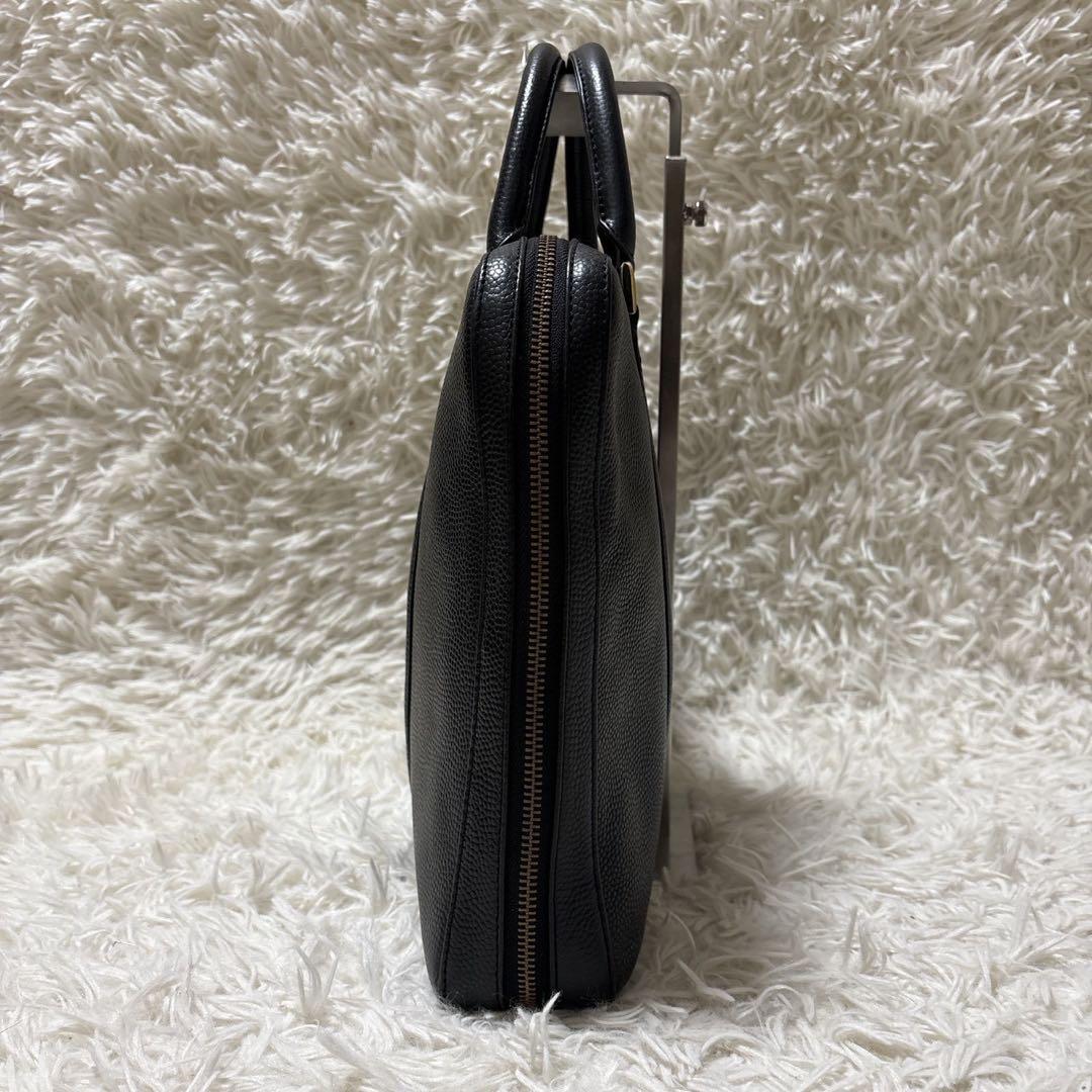 SEEKER ブリーフケース レザー シボ革 A4サイズ可 黒