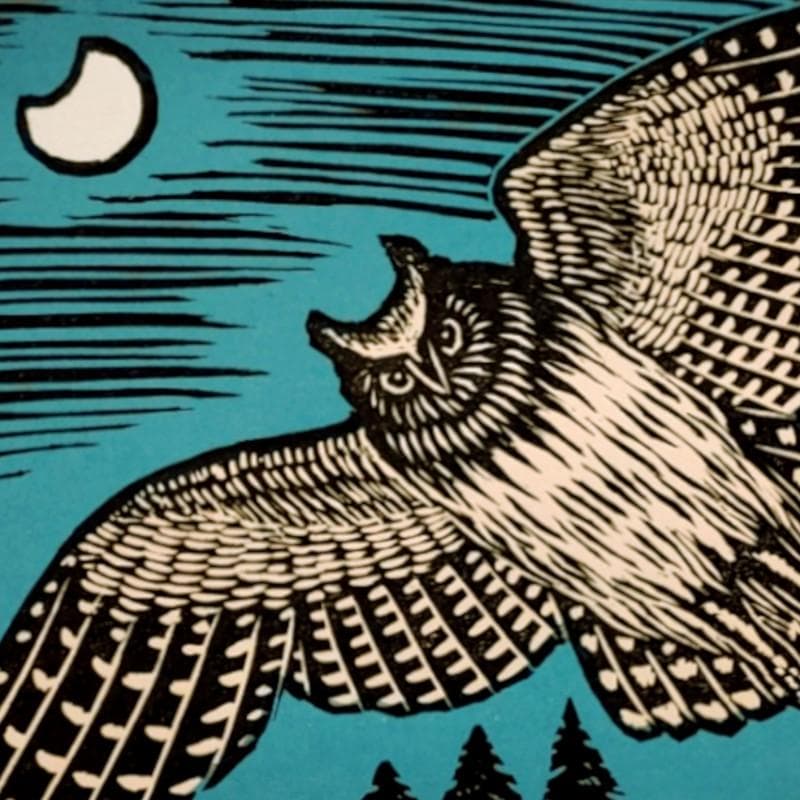 ☆ 手島圭三郎 ☆「しまふくろう」手刷り木版画　ED20/150