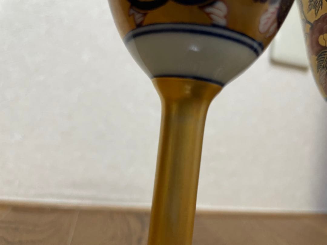 其泉作　極錦金彩古伊万里　日肥 其泉作　昭和年製　ペアワインカップ