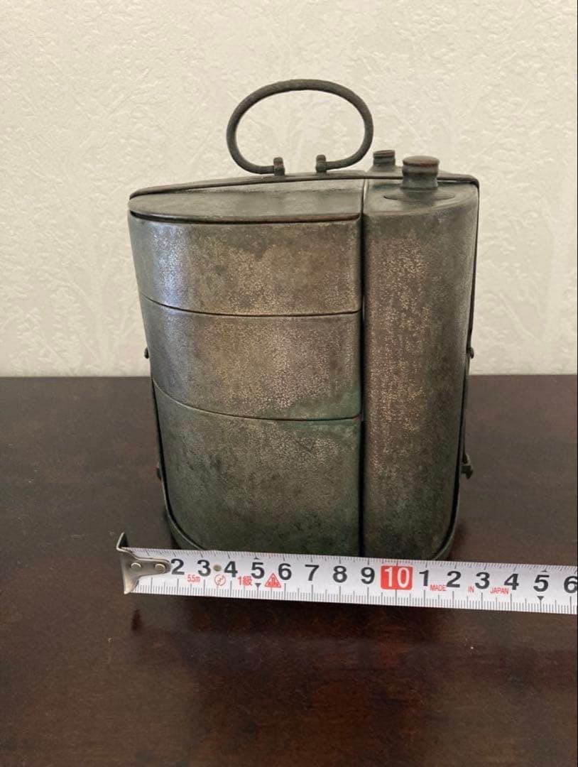 珍品 作家物 銚子 四方木瓜 お弁当箱 骨董 アンティーク雑貨 金属 美術品