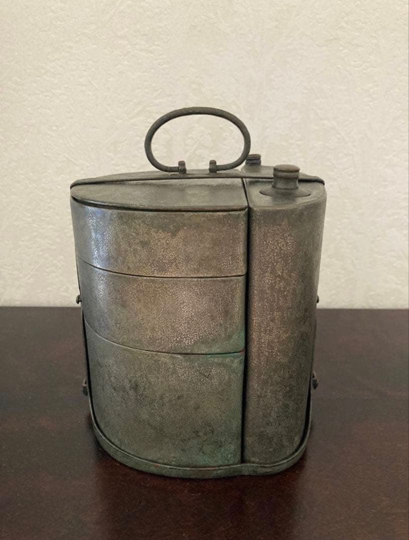 珍品 作家物 銚子 四方木瓜 お弁当箱 骨董 アンティーク雑貨 金属 美術品