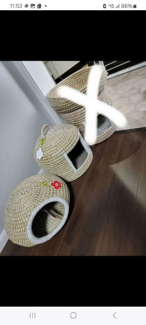 新品！天然素材製キャットハウス　4点セット