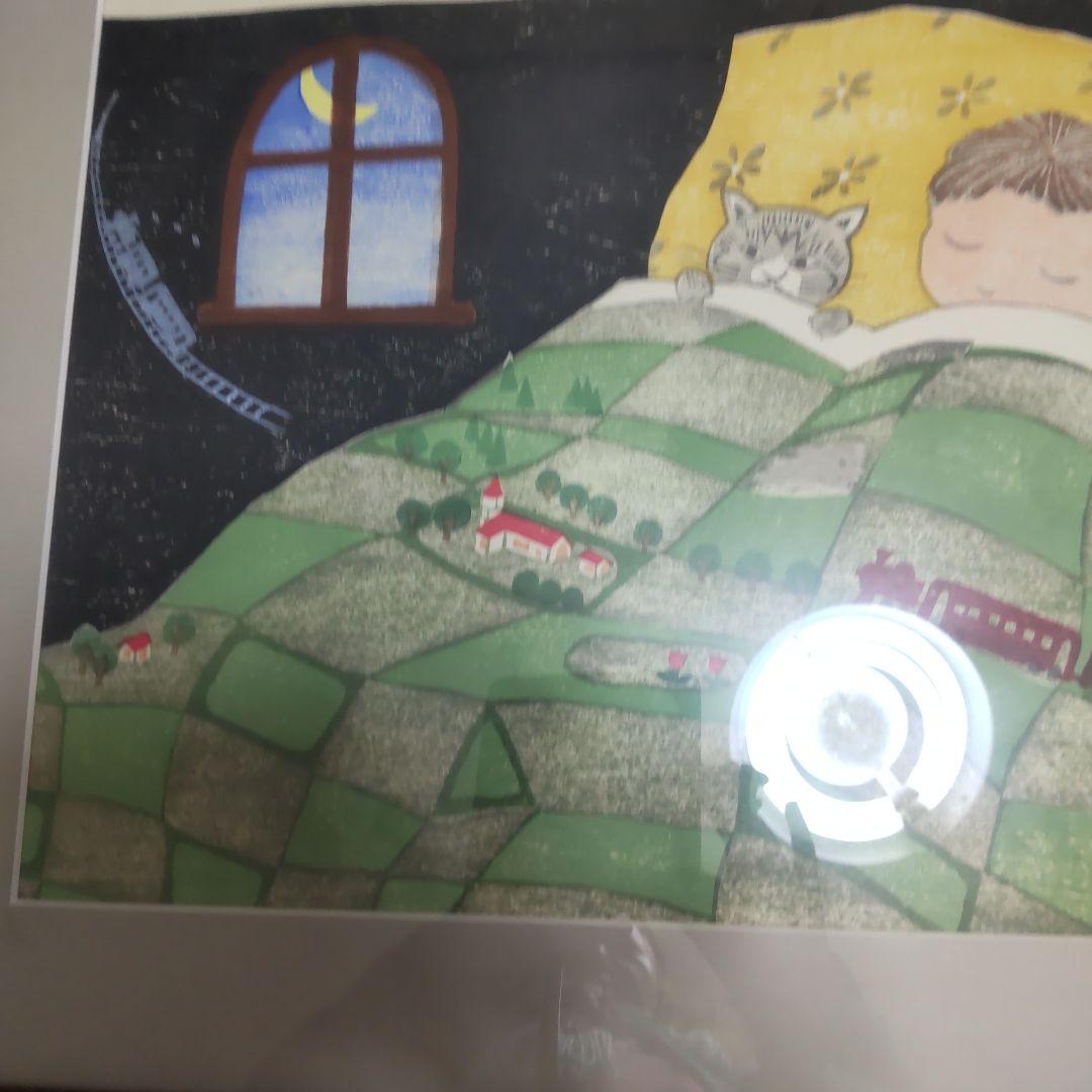 一月セール 版画絵額 孫お休みなさい