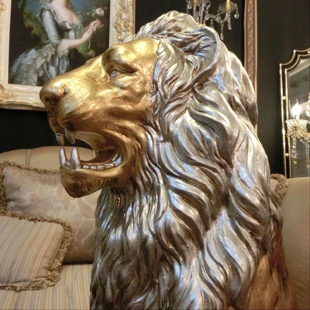 イタリア製　アニマルオブジェ　ゴールドライオン