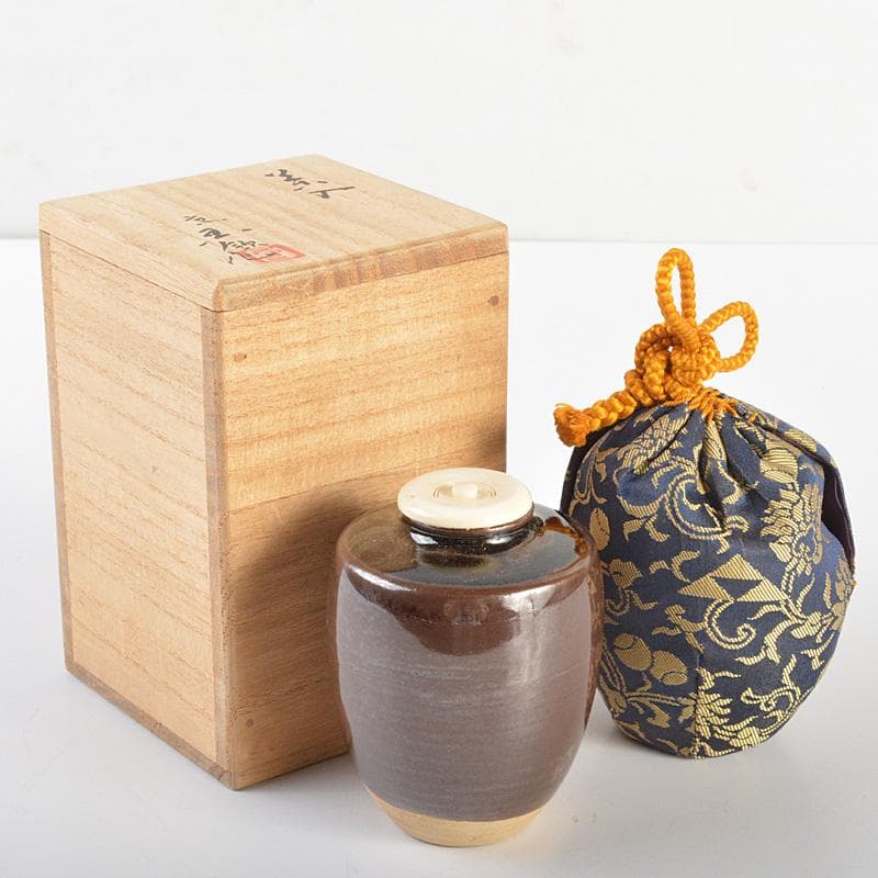 茶道具　玉領作　茶入　仕覆付　共箱　V　R6891