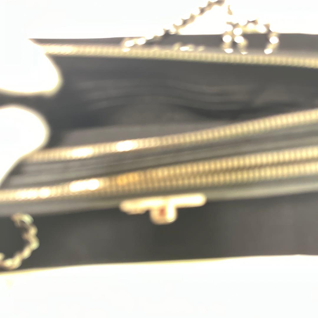 R　CHANEL チェーンウオレットキャビアスキン　ブラック