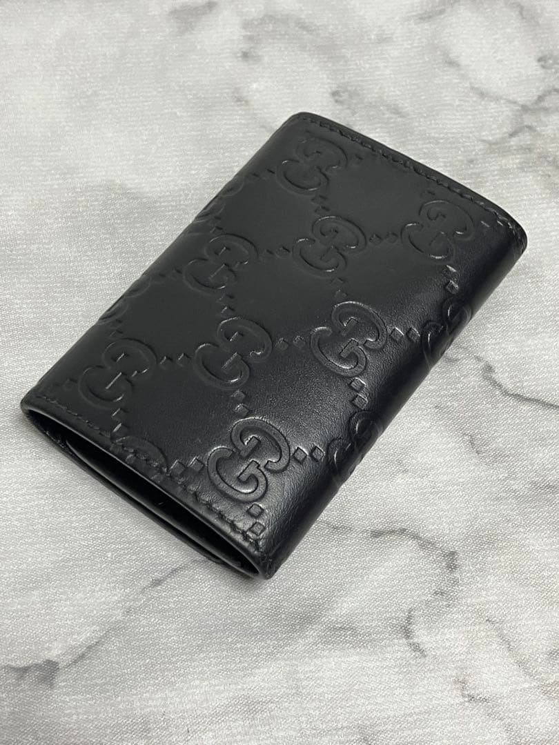 美品　GUCCI グッチ　GGシマライン　ブラック レザー　6連キーケース