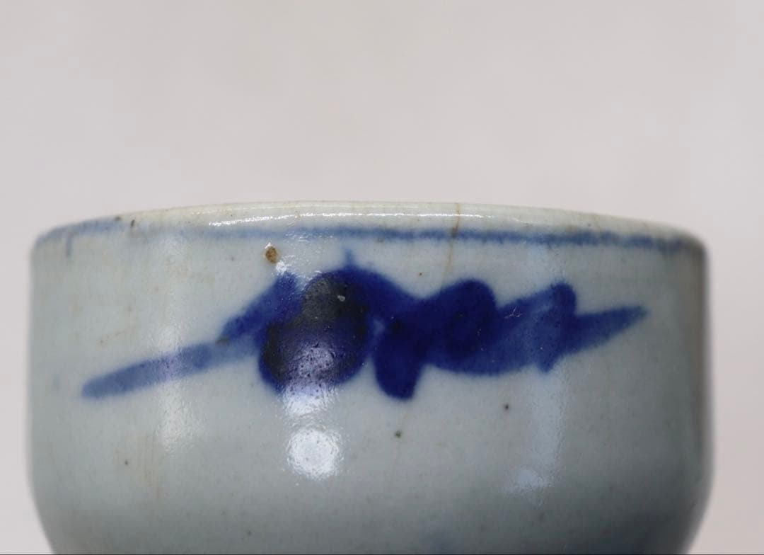 李朝　染付　お碗　木箱入　アンティーク　送料込み1211