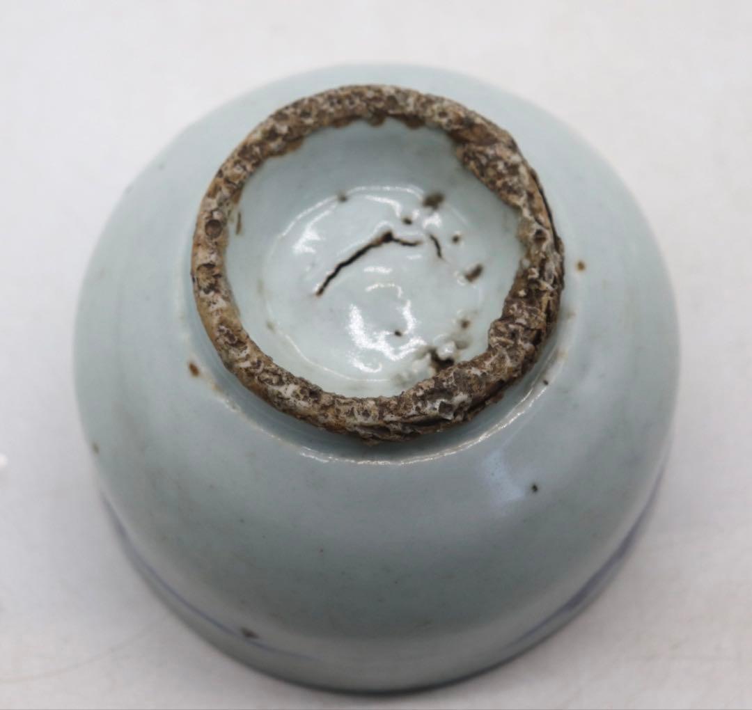 李朝　染付　お碗　木箱入　アンティーク　送料込み1211