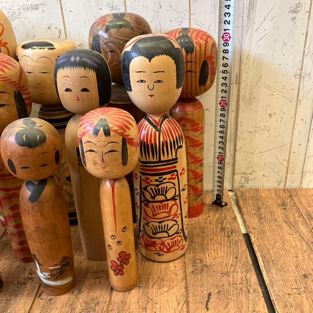 昭和レトロ 木製 こけし 小芥子 14体セット まとめ売り 日本人形 伝統工芸