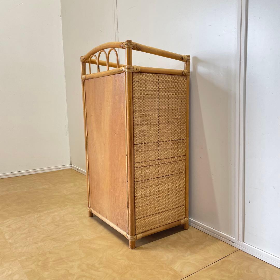 籐 ラタン 5段チェスト 引き出し 収納 タンス 電話台 スリム ビンテージ