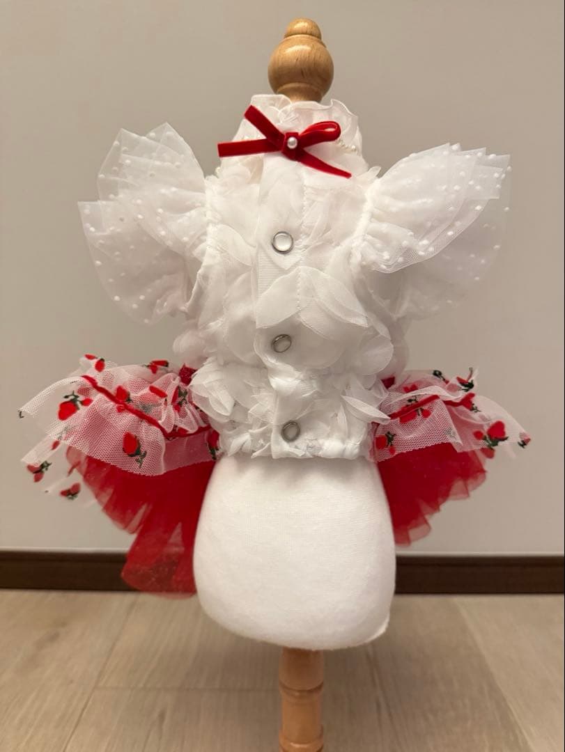 リュクスバーディLuxe birdieルージュワンピースバレッタセット犬服レッド