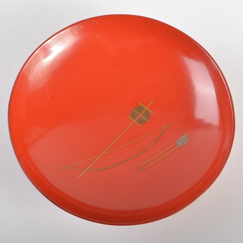 茶道具　塗師　中村宗哲作　朱塗　端午蒔絵　盃　共箱　M　R6976