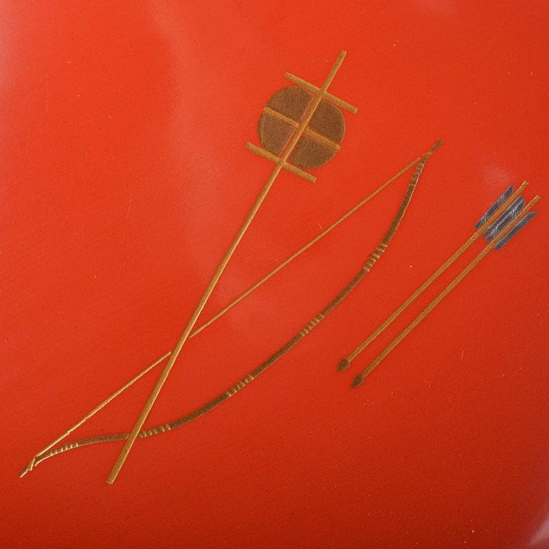 茶道具　塗師　中村宗哲作　朱塗　端午蒔絵　盃　共箱　M　R6976