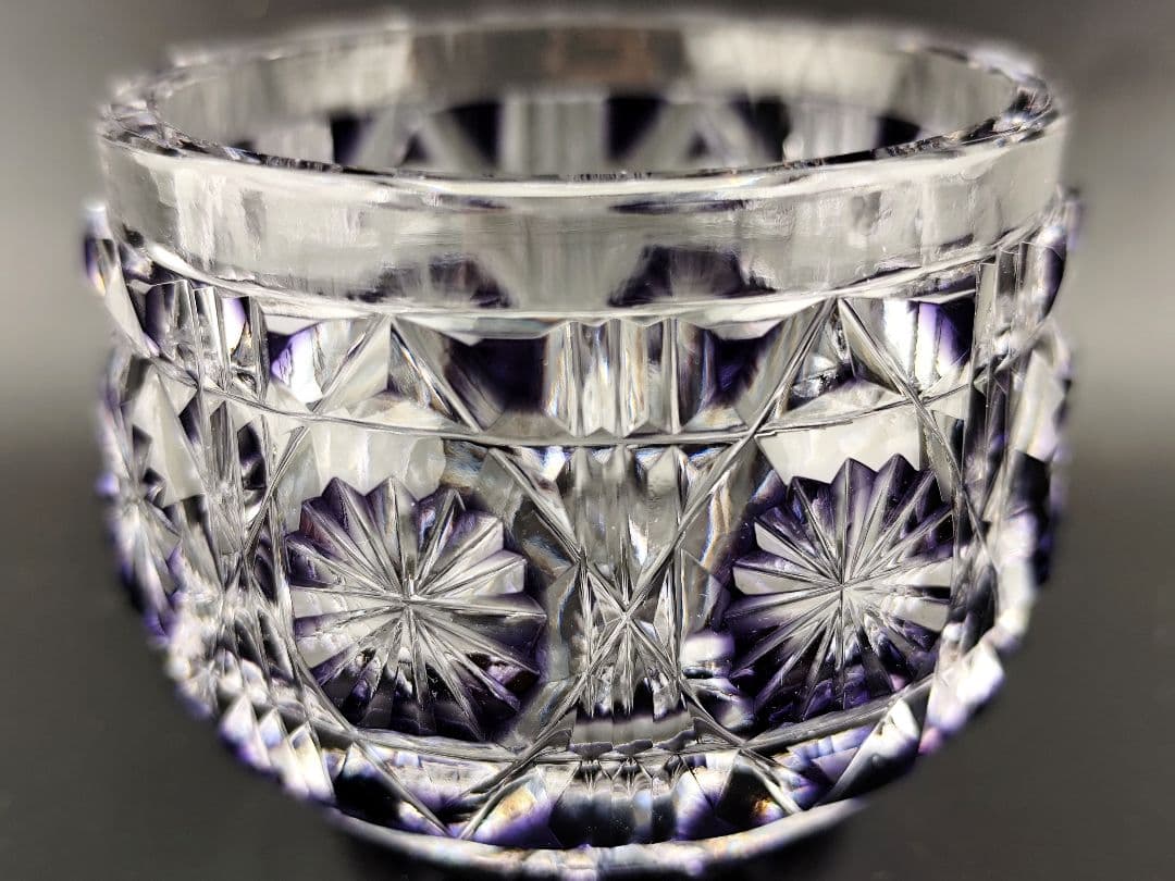 超希少品☆未使用美品 黒木国昭 薩摩切子 猪口 紫（切子 江戸切子 薩摩切子）