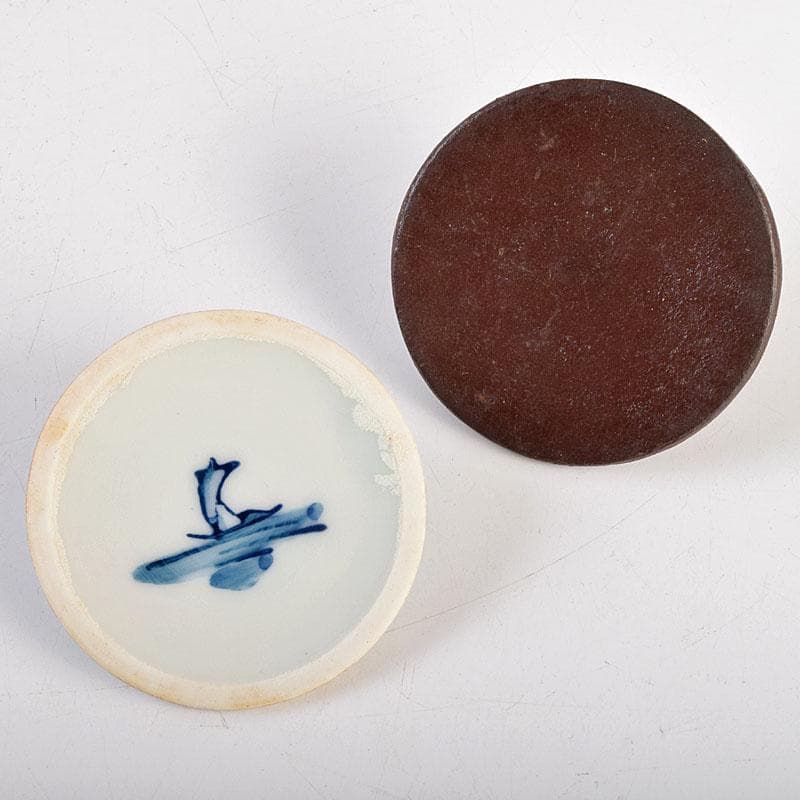 釜師　佐藤浄清作　富士形　山水文　銚子　青磁帰蓋付　共箱　V　R9536