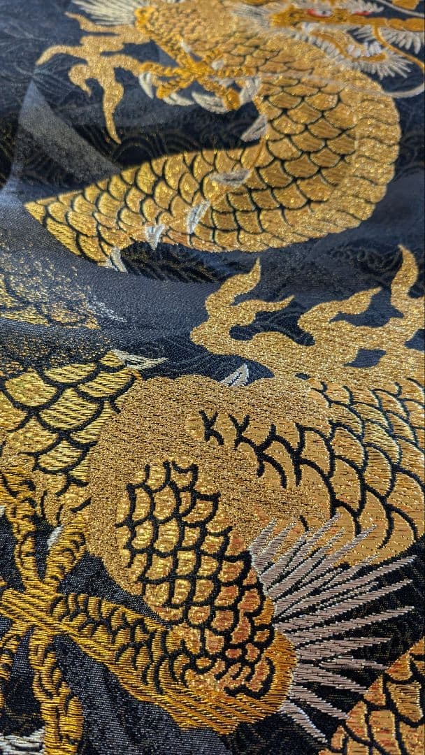 【新品】金色の龍 袋帯 幅31cm•長さ448cm