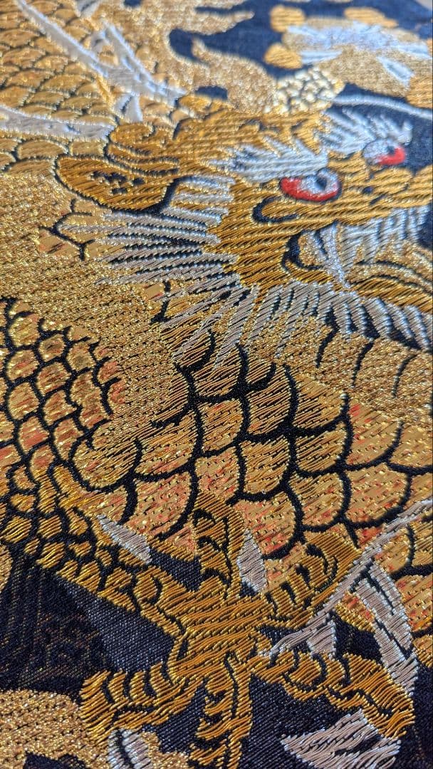 【新品】金色の龍 袋帯 幅31cm•長さ448cm