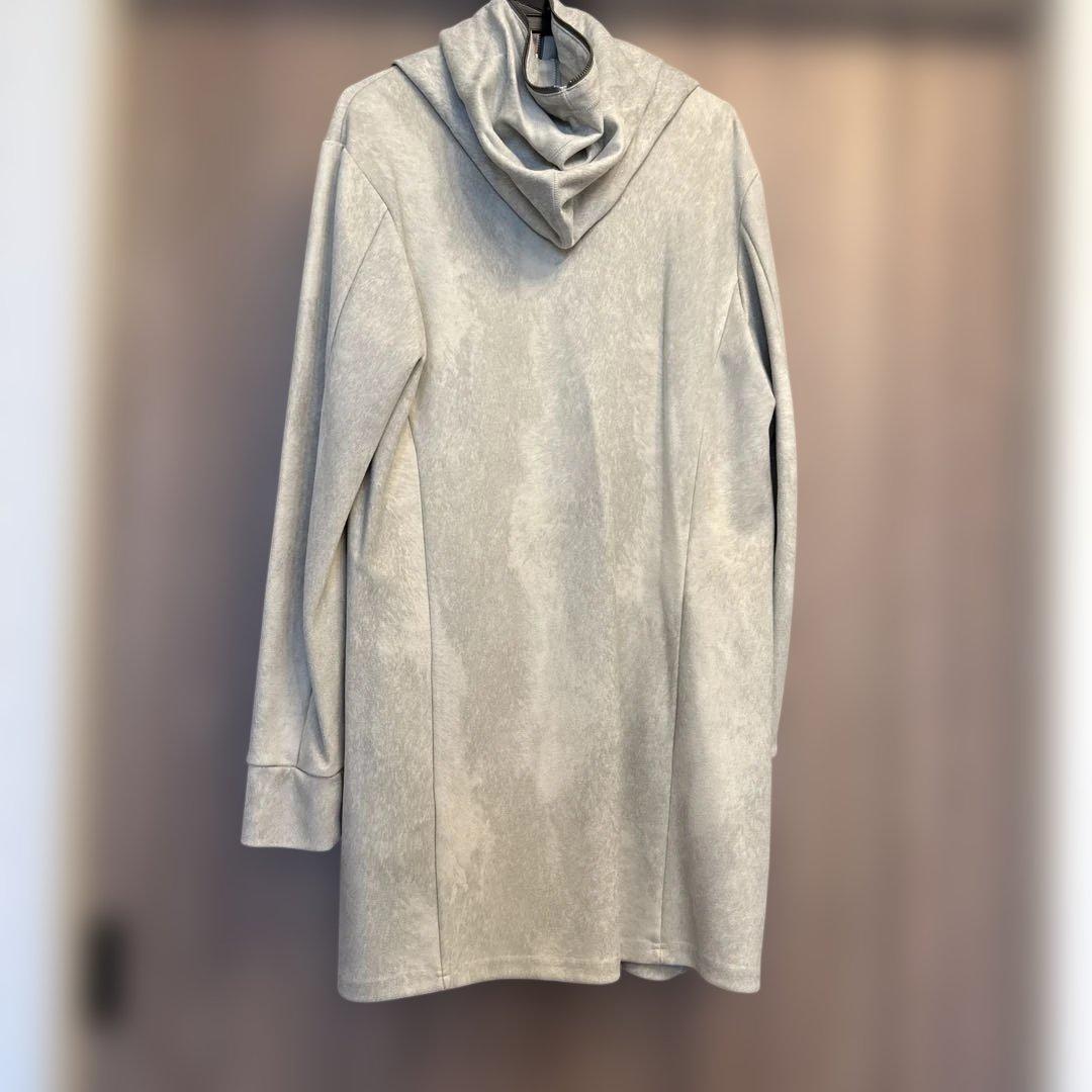 【美品】トルネードマートネオプレーンドレープロングパーカー フード ライトグレー