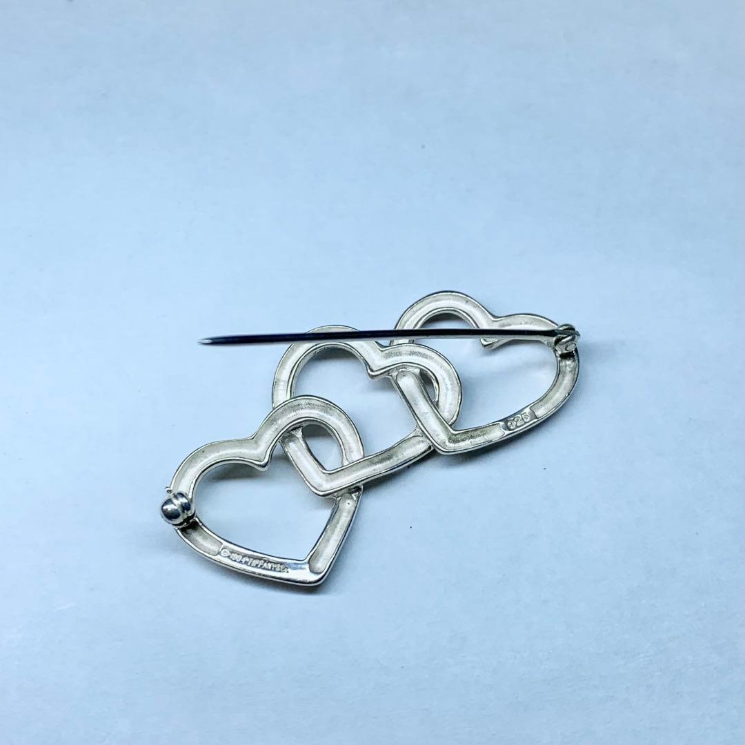 美品 ティファニー トリプルハート ブローチ ピンバッジ シルバー 925