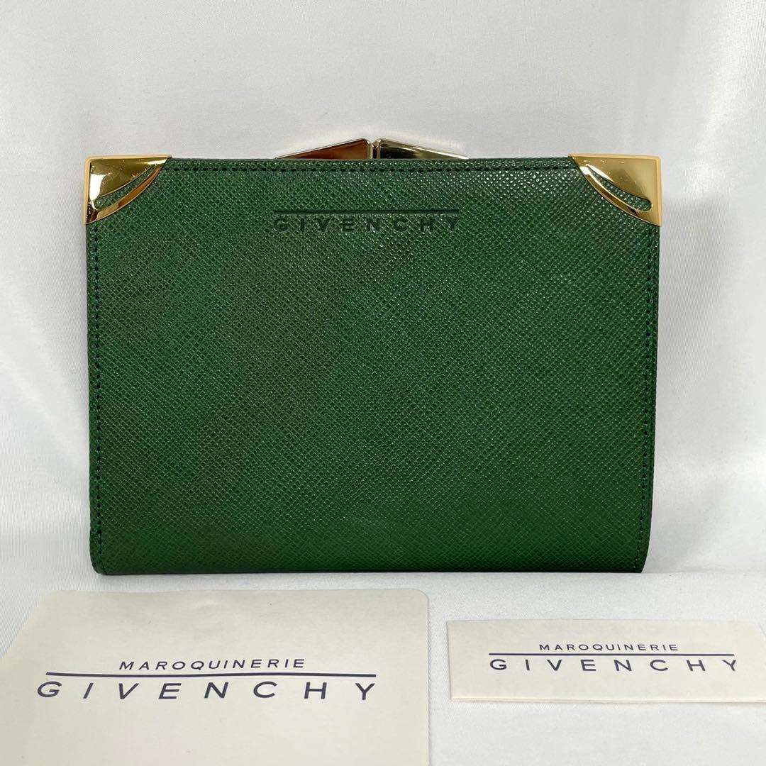 美品 GIVENCHY ジバンシー 二つ折り財布 がま口 ヴィンテージ レザー