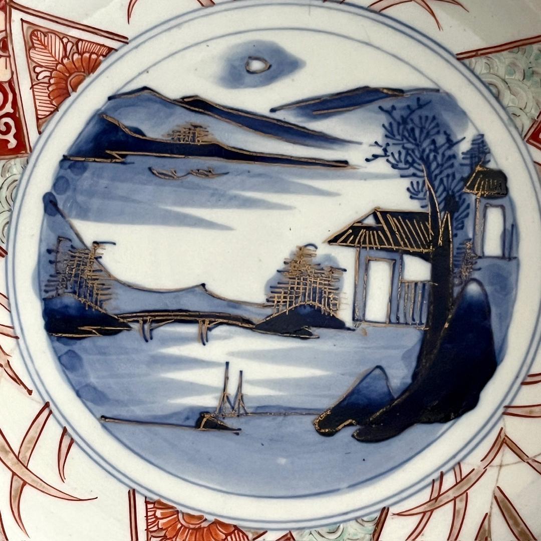 初荷 古伊万里 染付錦 山水文鉢 SN10