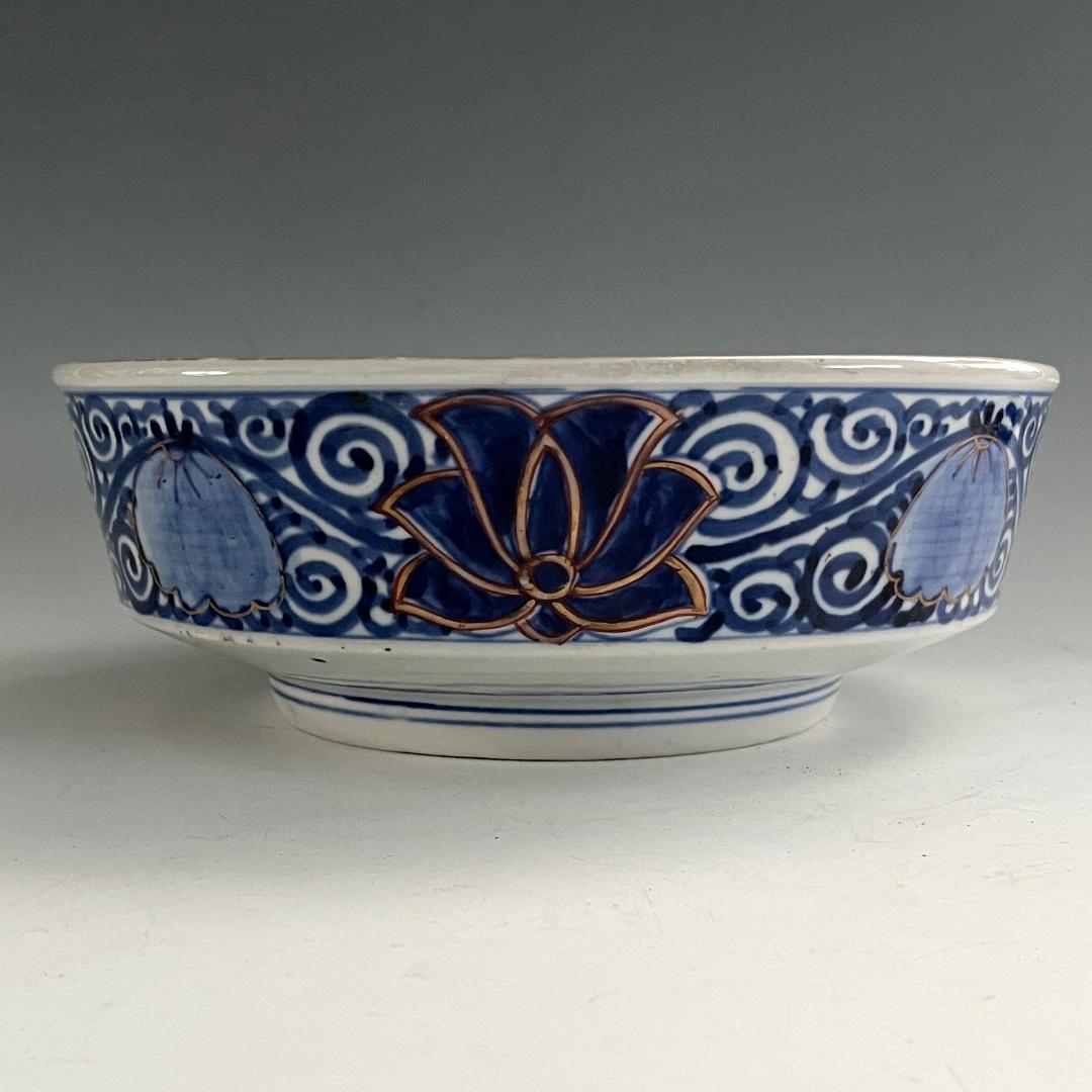 初荷 古伊万里 染付錦 山水文鉢 SN10