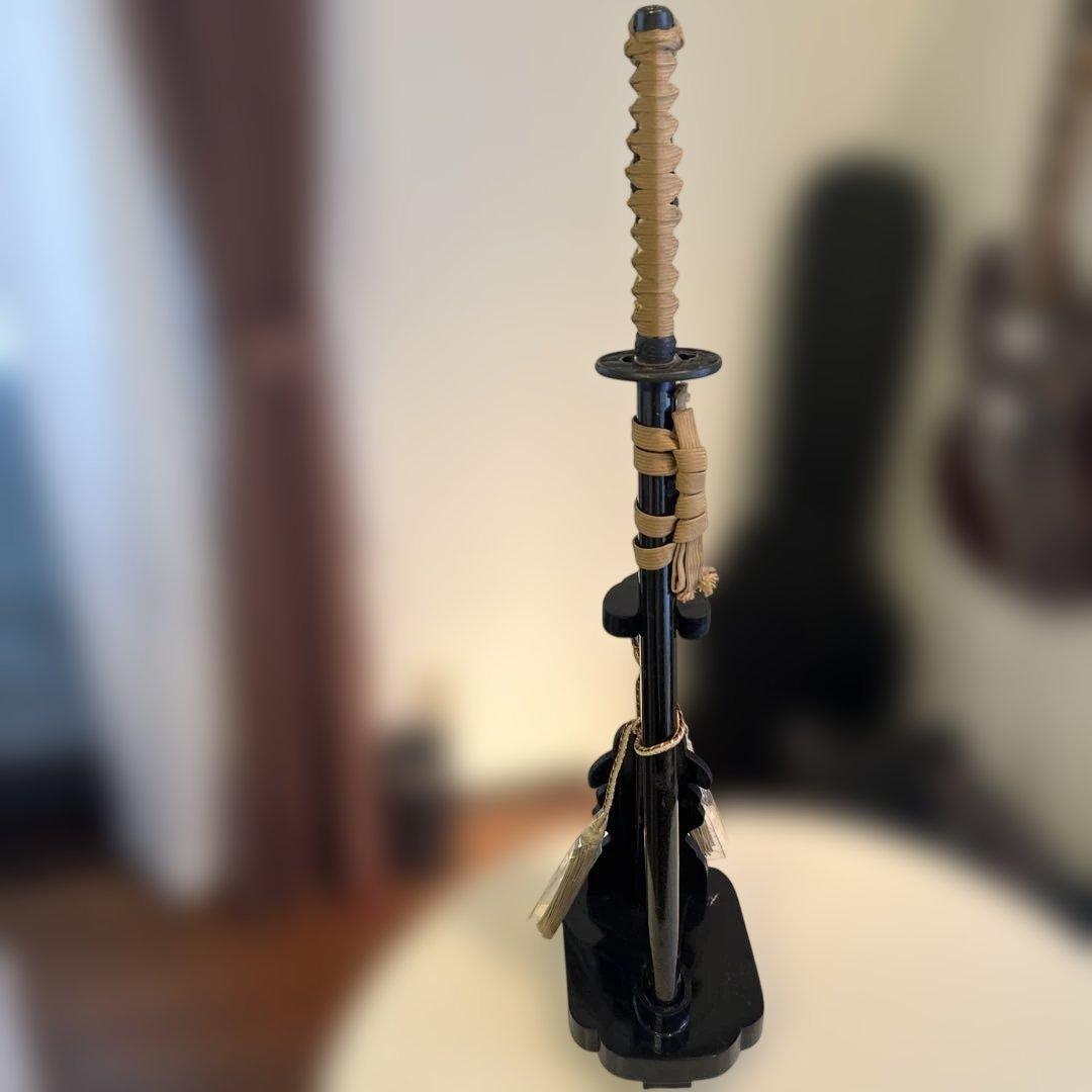 木製　御弓太刀飾　スタンド付き　藤栄作