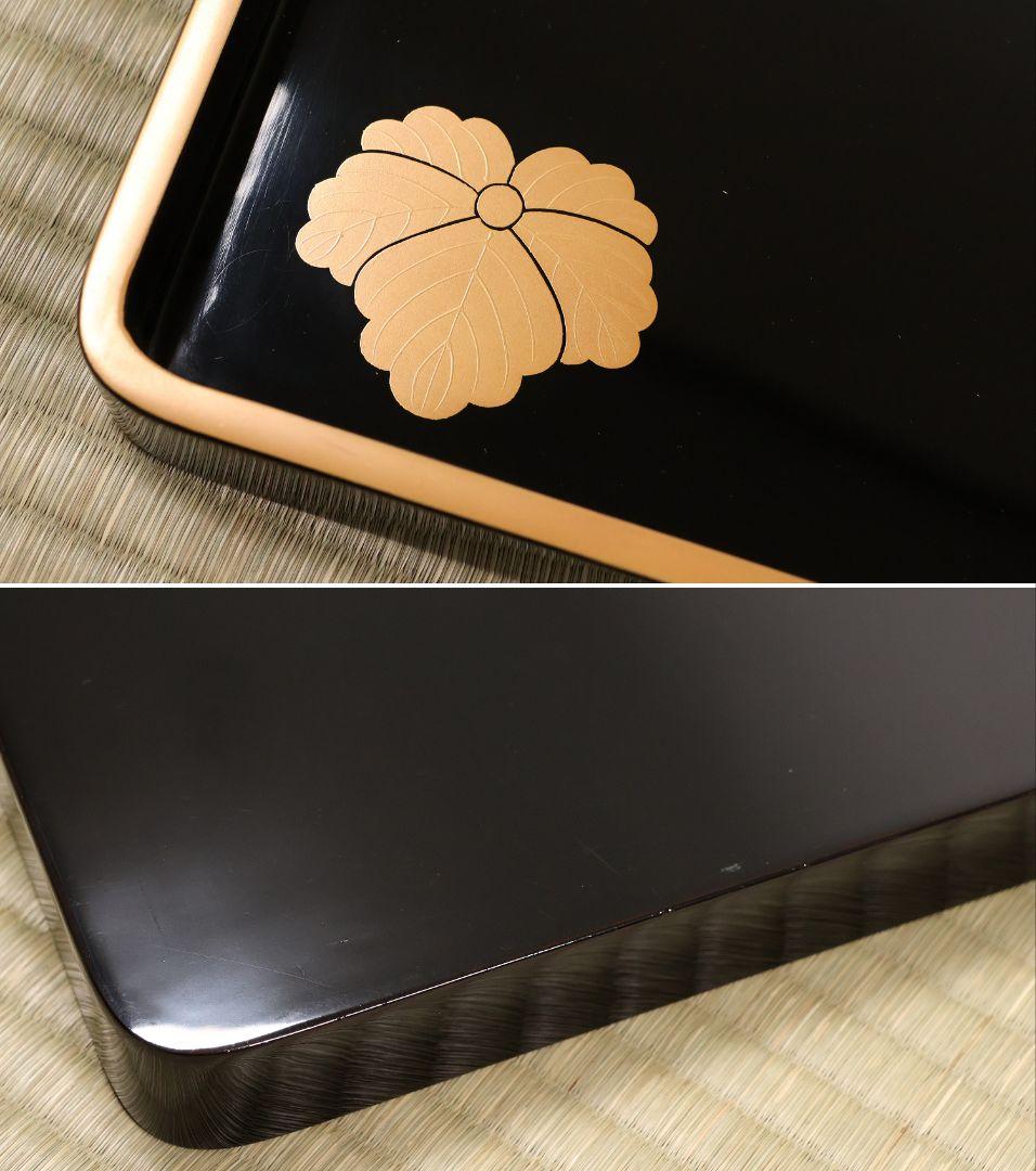 輪島塗 久保田春光堂 蔦家紋 四段重 重台 金蒔絵 黒塗 木製 重箱【MA673