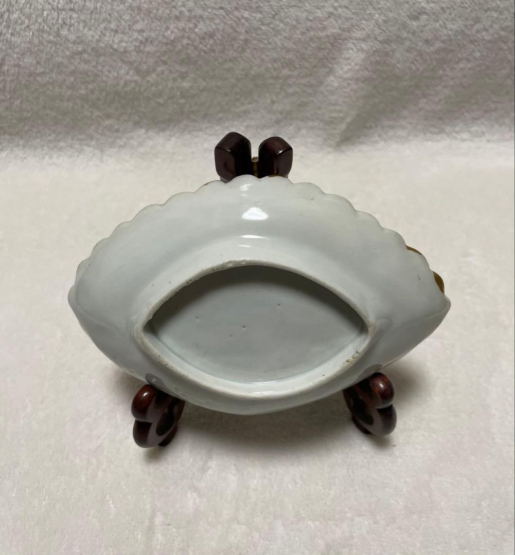 伊万里　染付山水文小皿 貝殻型菱皿