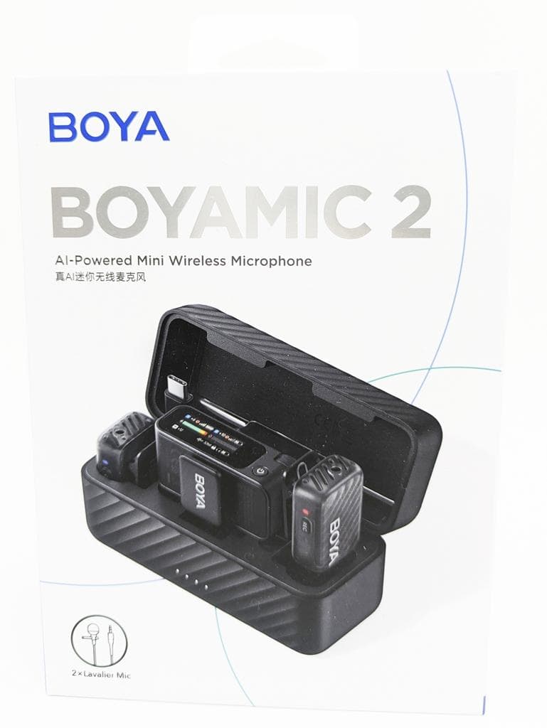 ワイヤレスピンマイク BOYAMIC2 黒 2個 充電ケース AI ノイキャン