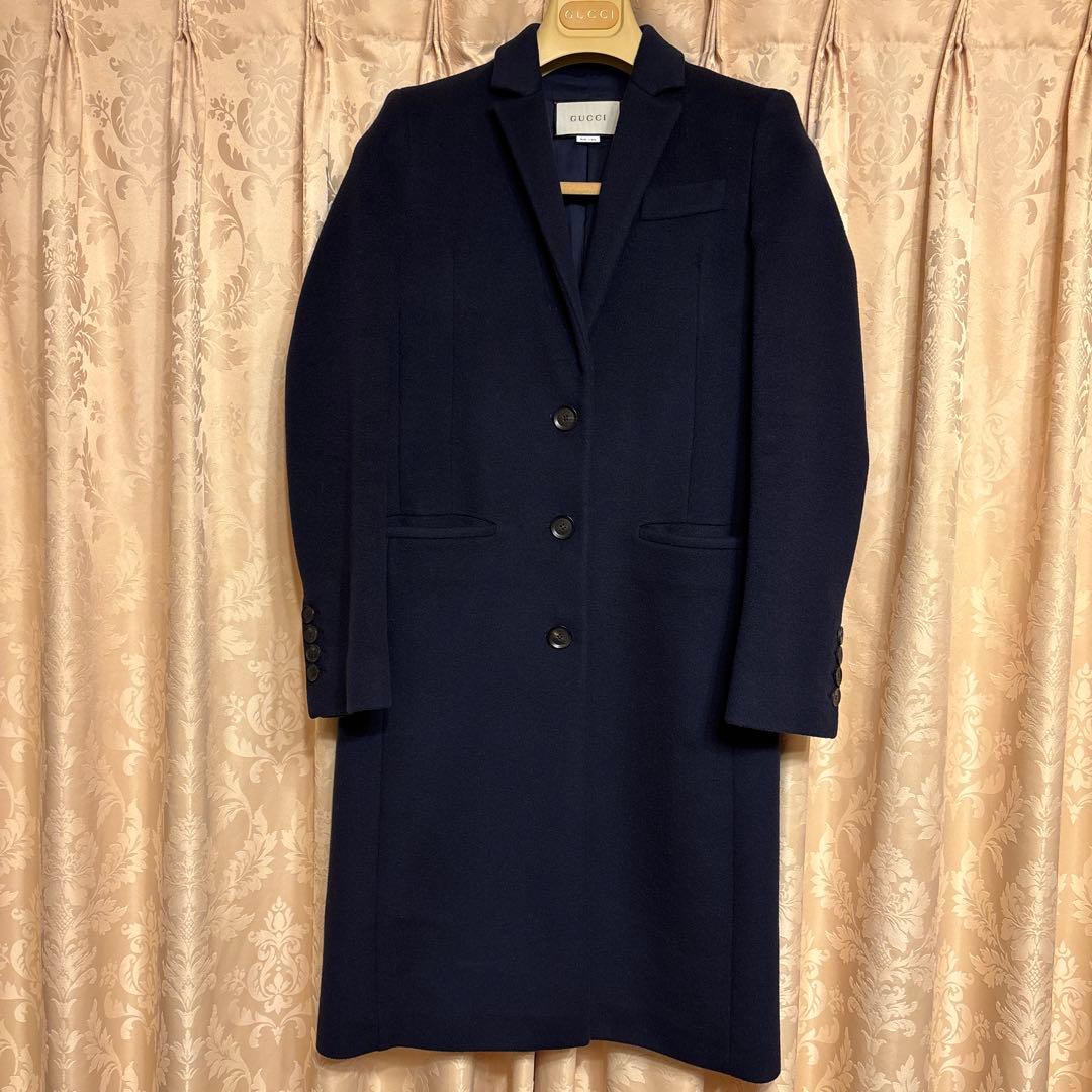 年末セール‼️美品 グッチ チェスターコート 38 ネイビー