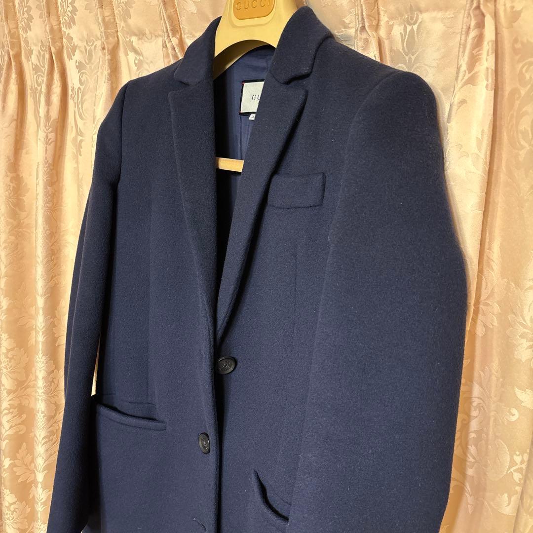 年末セール‼️美品 グッチ チェスターコート 38 ネイビー