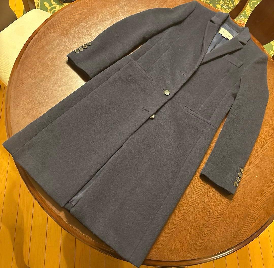 年末セール‼️美品 グッチ チェスターコート 38 ネイビー