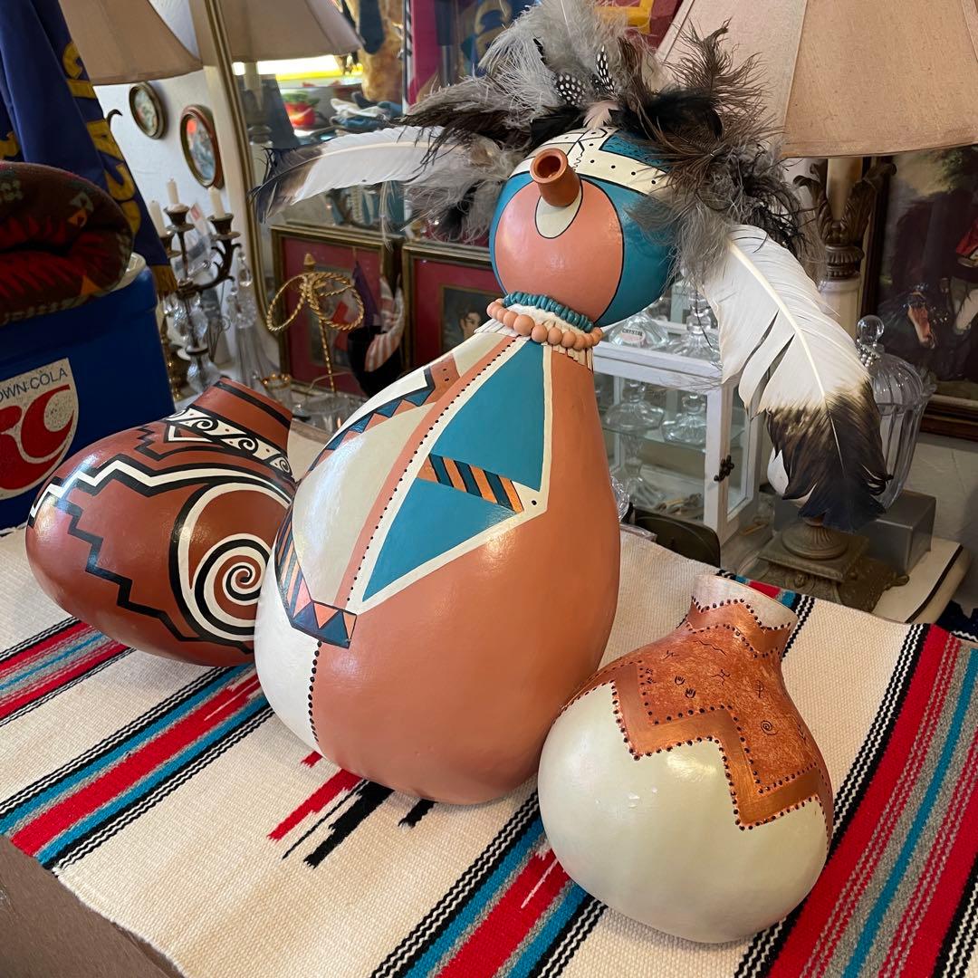 レアBIG！70s〜 ネイティブアメリカン カチナ＆壷の壁掛け　ナバホ族プエブロ