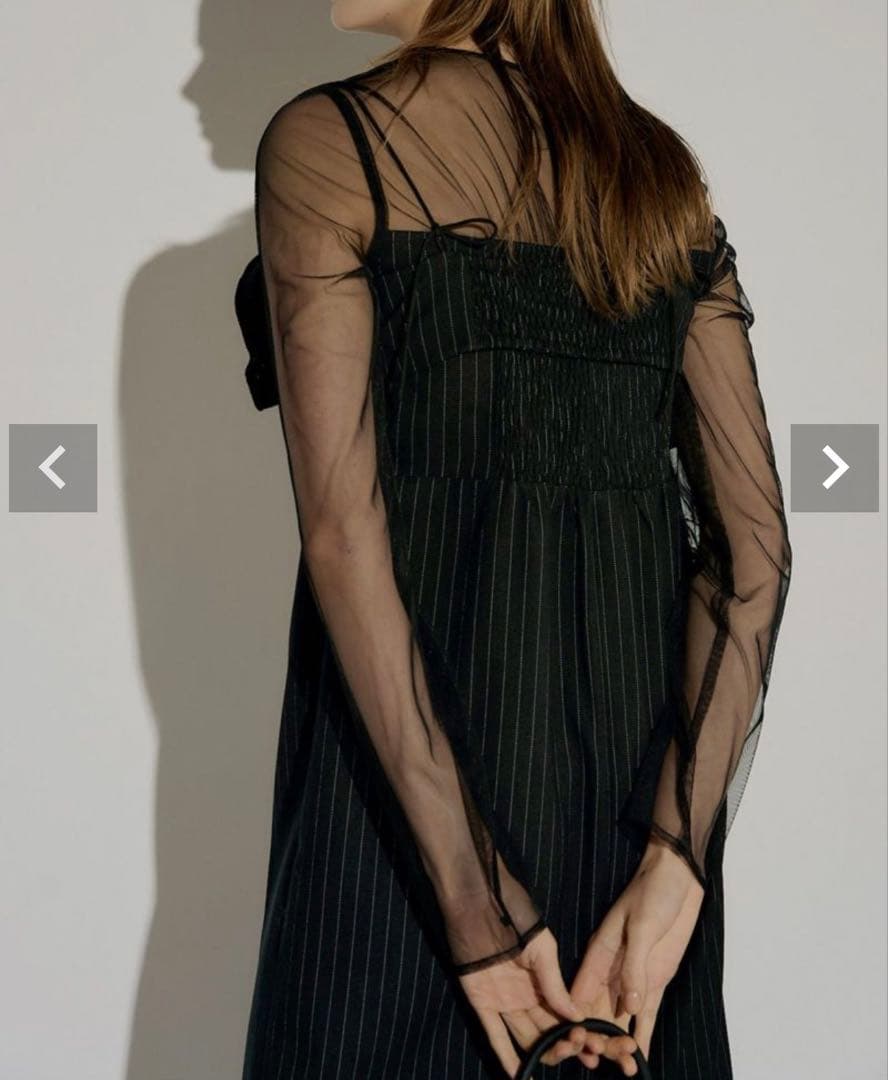 Wavy frill bustier stripe dress リルアー