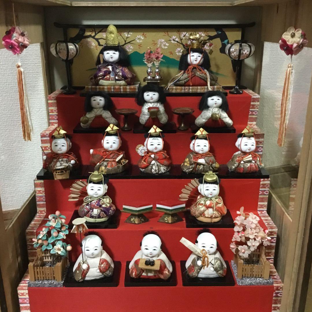 三越◆ミニ雛人形 ガラスケース入り◆ビンテージ 薬玉 木目込人形