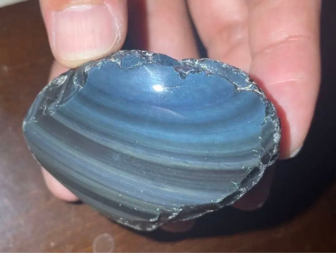 研磨品　十勝石玲瓏特級品　ブルーベースレインボーオブシディアン