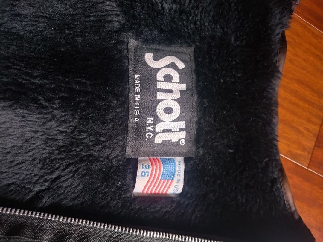 Schott黒レザーシングルライダースジャケット