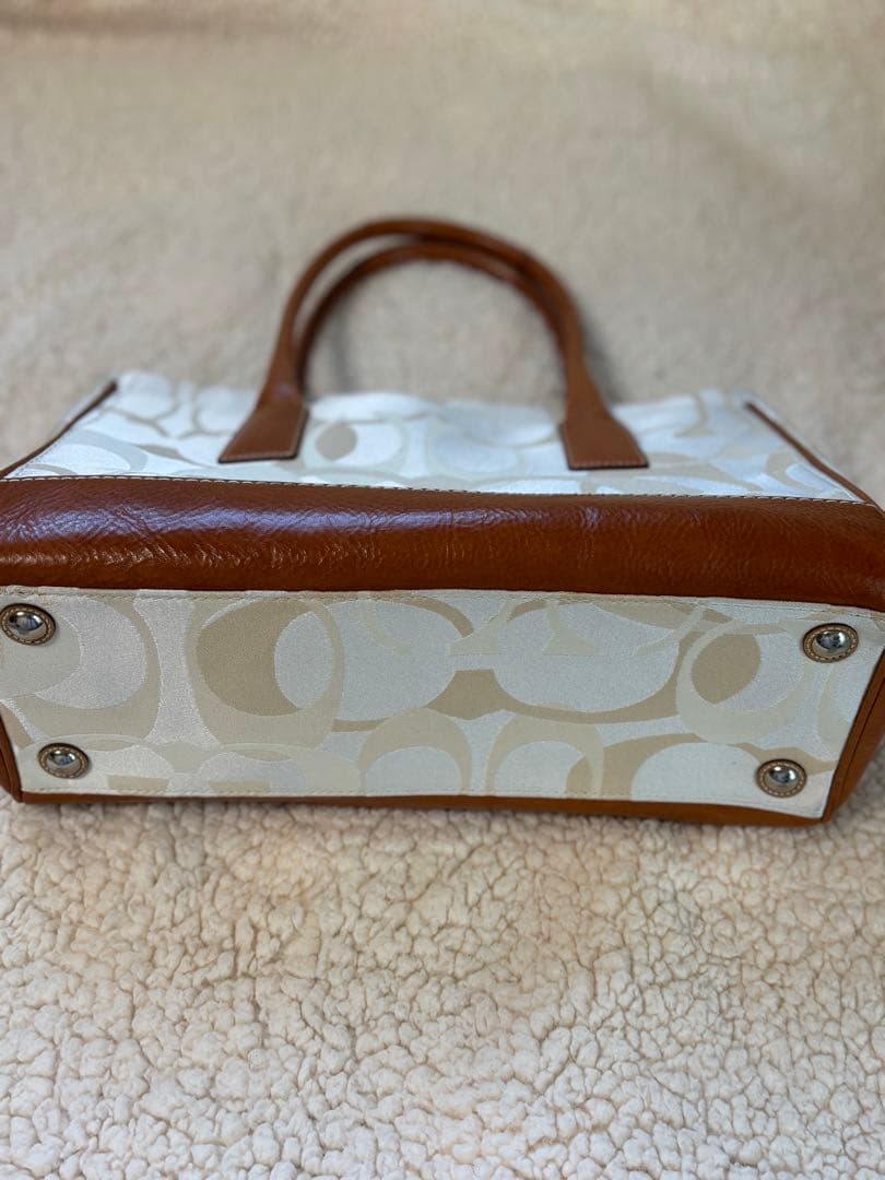 トートバッグ ホワイト/ベージュ 合成皮革