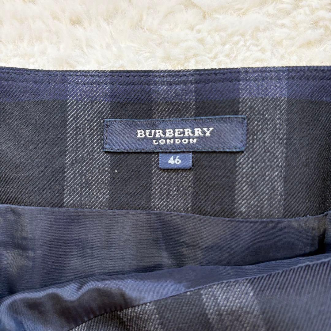 バーバリーロンドン 大きいサイズ 46 ノバチェック ベルト スカート ウール