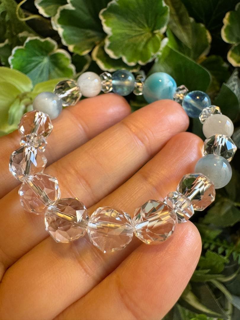 宝石品質　ラリマーデザインブレスレット