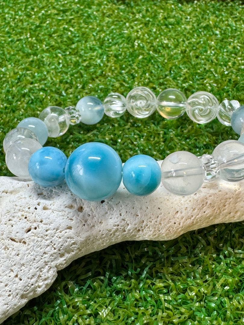 宝石品質　ラリマーデザインブレスレット