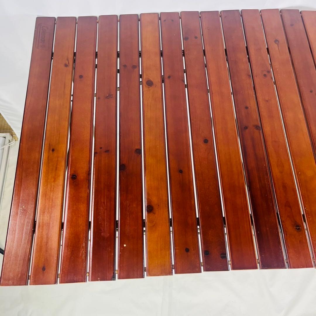 【良品】 Coleman コールマン ウッドロールテーブル 110×70×71