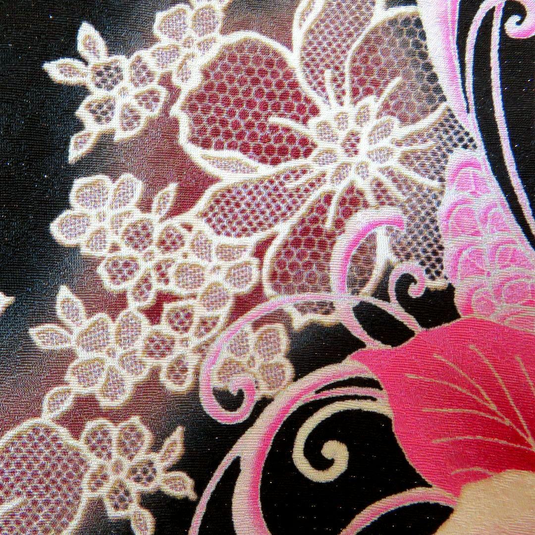 5008　振袖　単品　成人式　結婚式　卒業式　黒　正絹　バラ