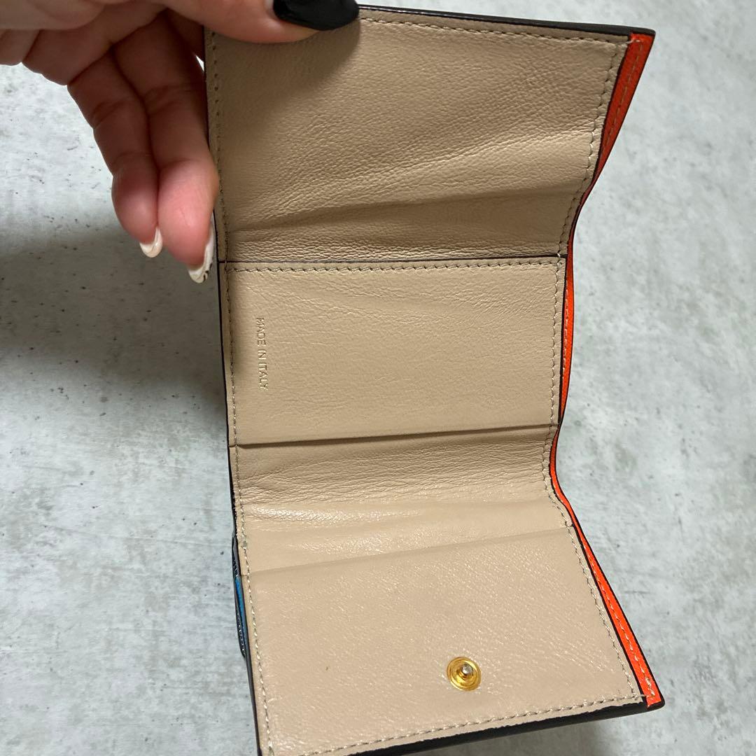 MARNI 三つ折り財布 ネイビー/イエロー