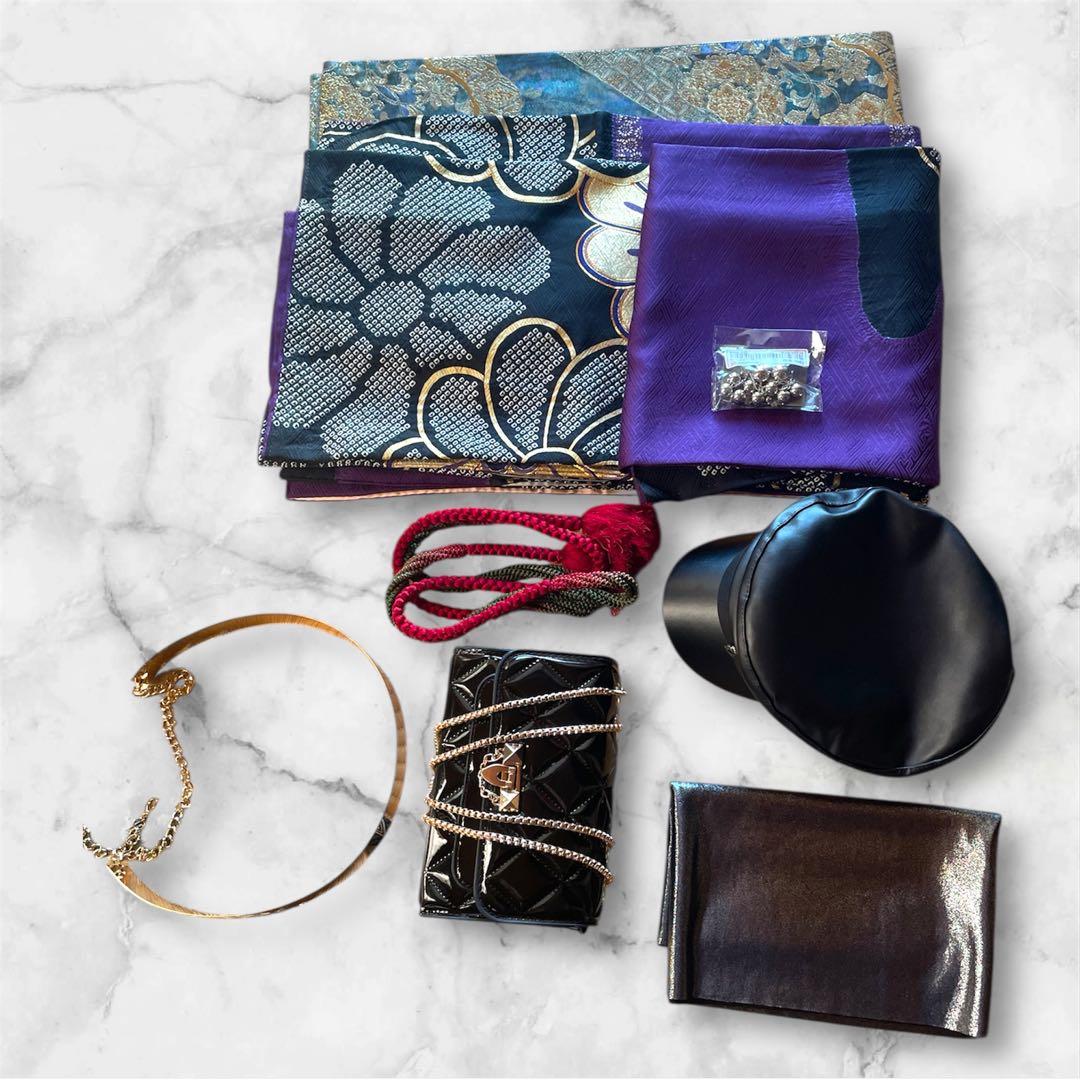 SURF様 手絞り 金駒刺繍 高貴紫 ファーショール付き 振袖 安心セット