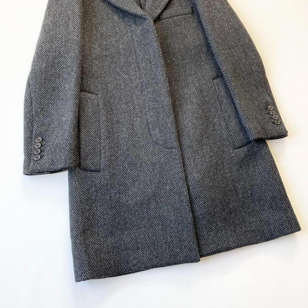 4806【美品】マーガレットハウエル　ヘリンボーン　チェスターコート グレー